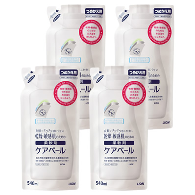 ケアベール柔軟剤つめかえ用4個パック画像大